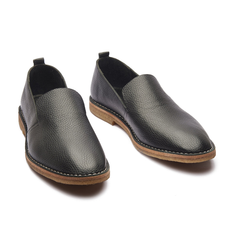 Travers, All in One Slipon - Black Milled | Stitch Down | Summer Classics