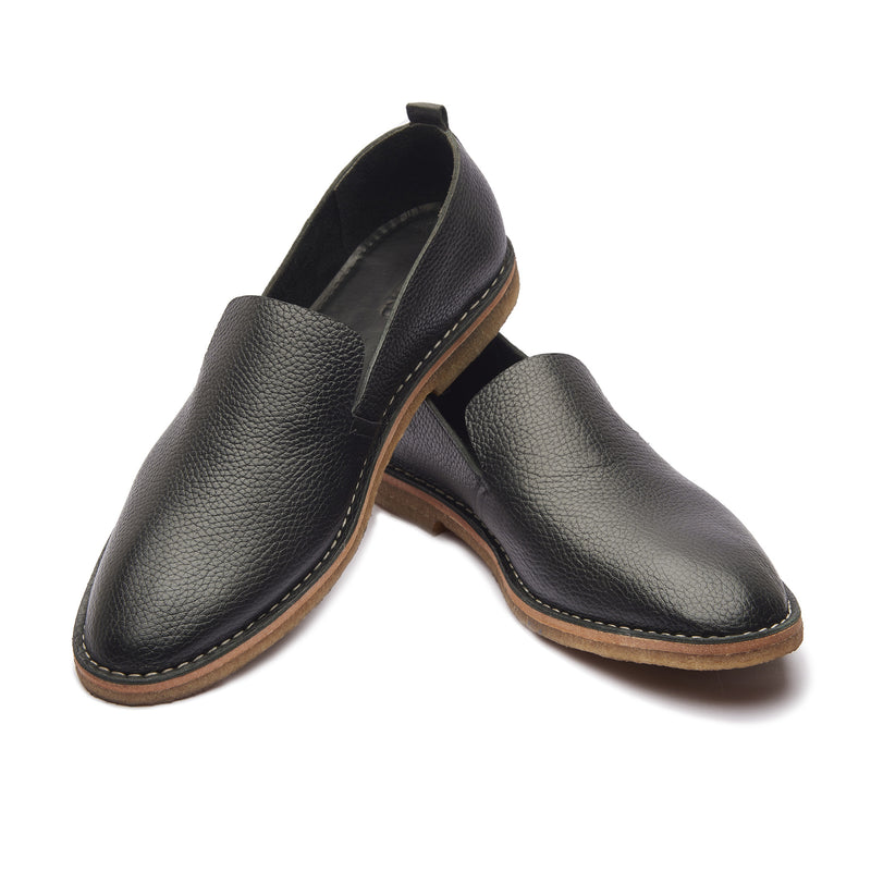 Travers, All in One Slipon - Black Milled | Stitch Down | Summer Classics