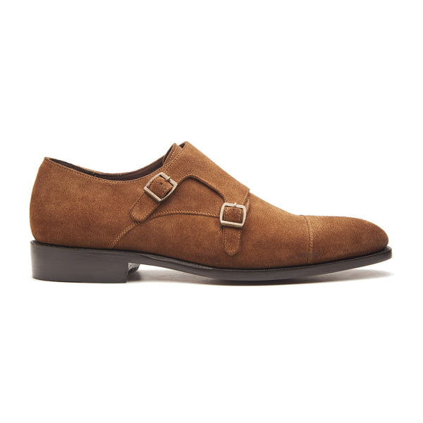 Aspen, Double Monk Strap - Tan Suede | Hand Welted | Summer Classics