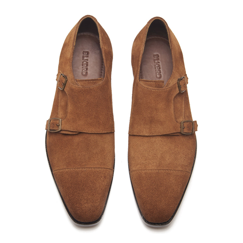 Aspen, Double Monk Strap - Tan Suede | Hand Welted Summer Classics