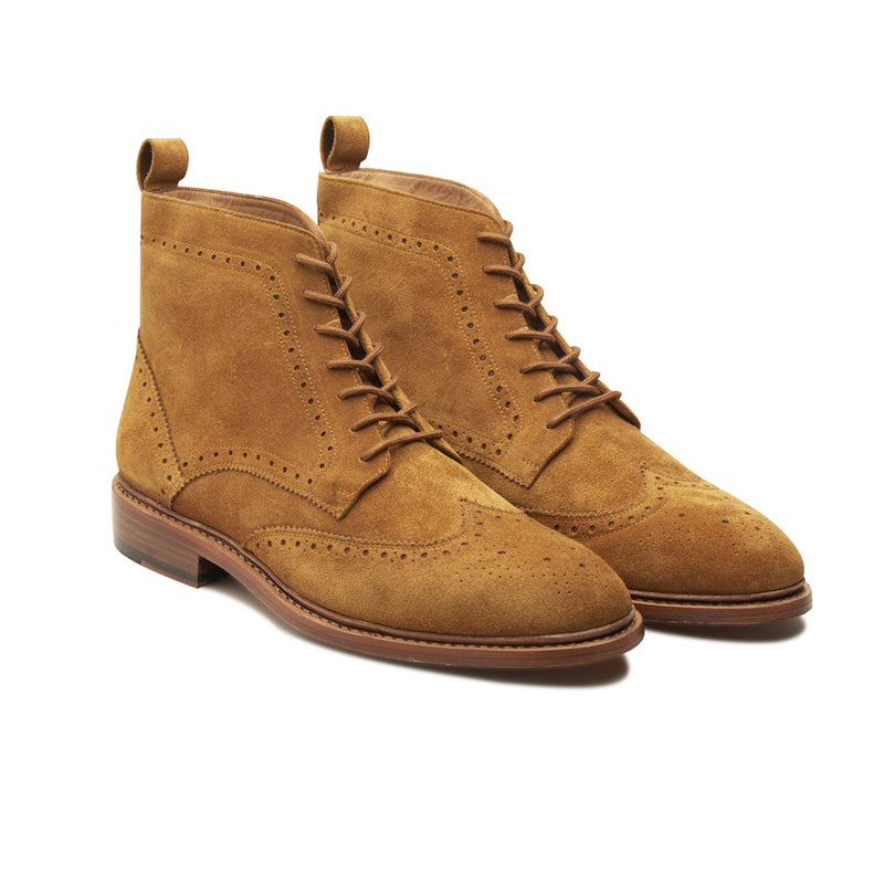 Lewinsky - Wingtip Derby Boot - Suede Sunset Gold | Made To Order - BLKBRD SHOEMAKER