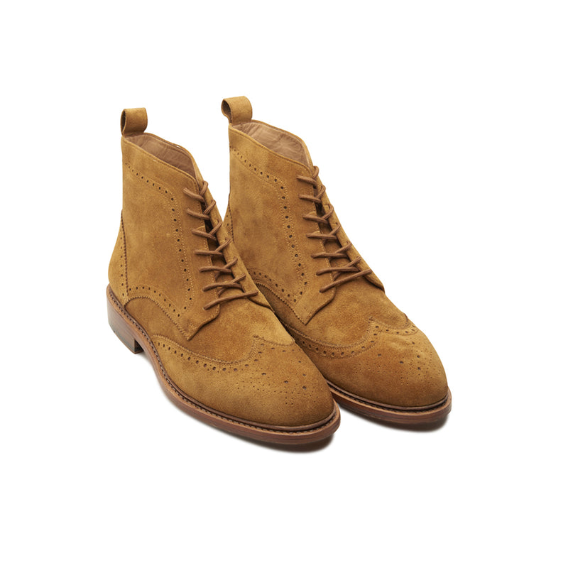 Lewinsky - Wingtip Derby Boot - Suede Sunset Gold | Made To Order - BLKBRD SHOEMAKER