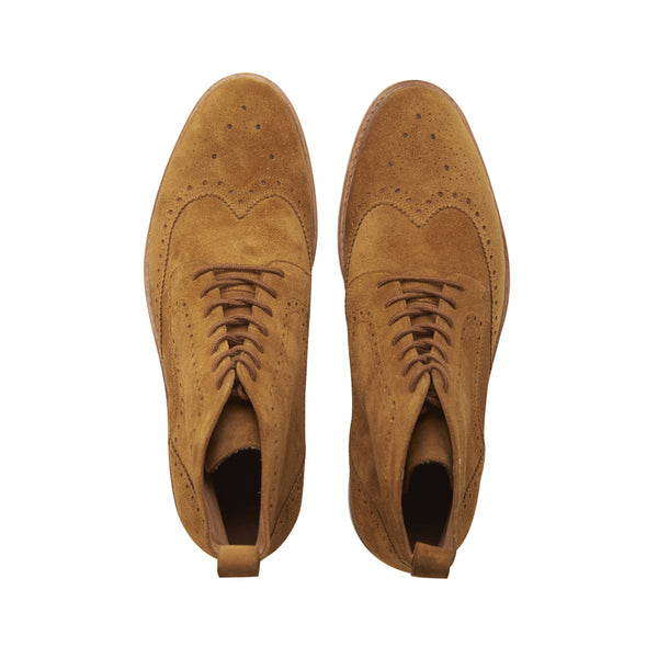 Lewinsky - Wingtip Derby Boot - Suede Sunset Gold | Made To Order - BLKBRD SHOEMAKER