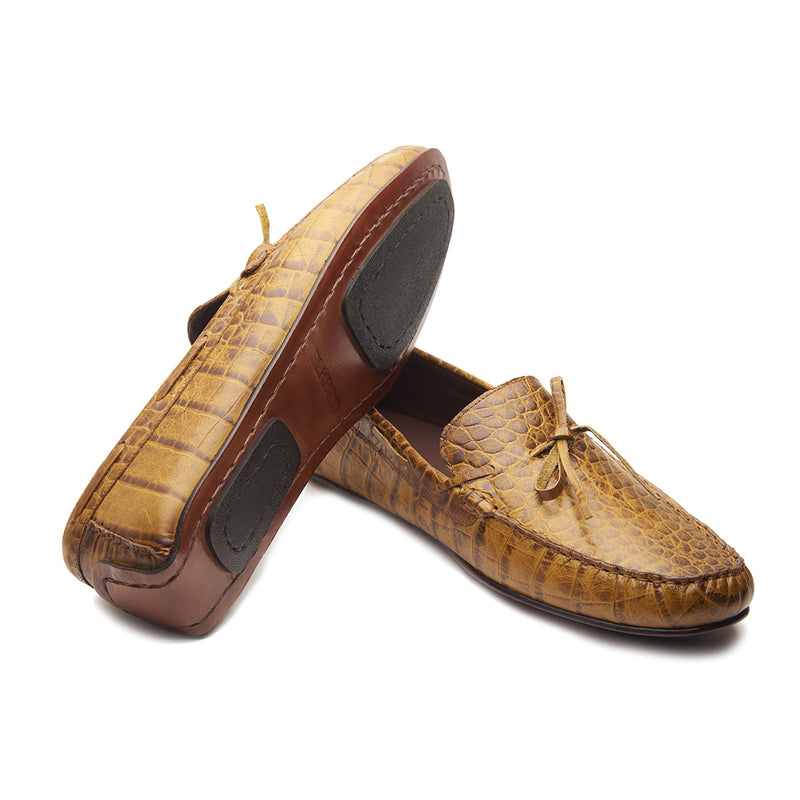 Edsel, Driving Shoes - Faux Crocodile Tan | Blake Stitched | Summer Classics