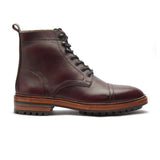 Dixon, Cap-Toe Derby Boot - Burgundy Hatchgrain | Hand Welted Service Boots