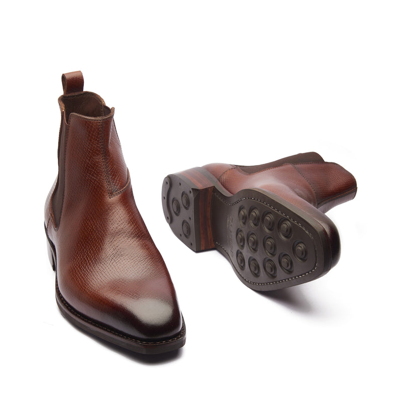 Destrier, Chelsea Boot - Cognac Hatchgrain | Hand Welted Contemporary – BLKBRD SHOEMAKER HAND WELTED SHOES, HANDCRAFTED IN