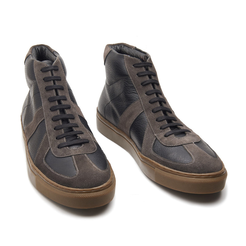 Martin, German Army Trainer - Black Milled & Graphite Suede | Smart Casuals