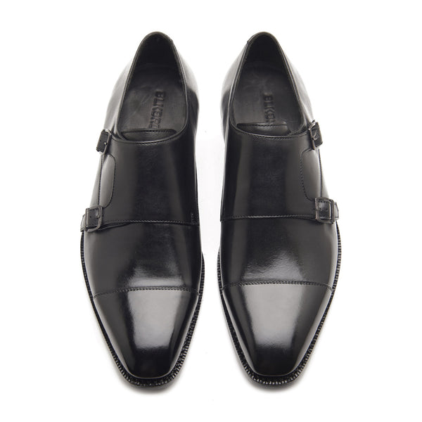 Leon, Cap-toe Double Monk Strap - Black | Hand Welted Classics Collection