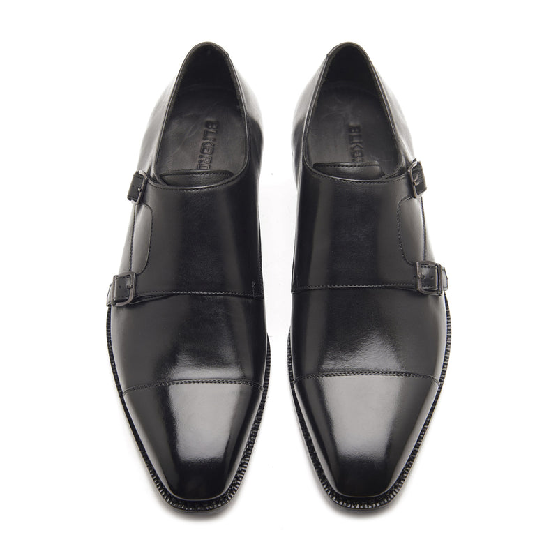 Leon, Cap-toe Double Monk Strap - Black | Hand Welted | Classics Collection